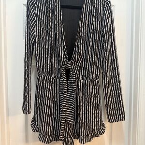 Lucy Paris Striped Harlow Tie Front Romper, Size S